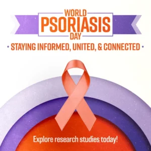World Psoriasis Day - Staying informed, united, & Connected- Psoriasis Day Ribbon
